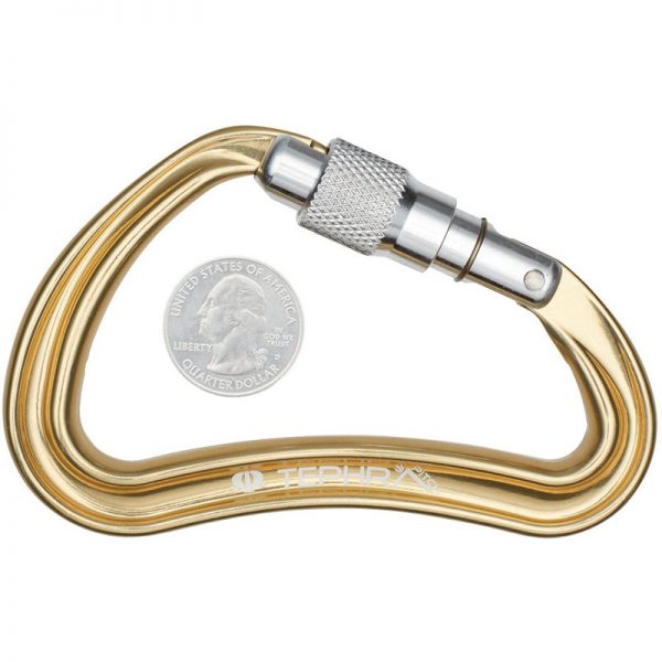 An Omega Standard D 1/2" Steel NFPA Screw-Lok Carabiner on a white background.