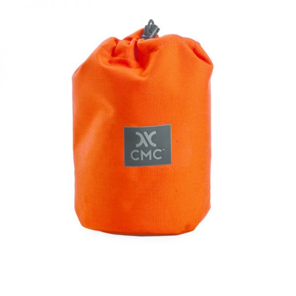 A orange bag with the word cmc on it.