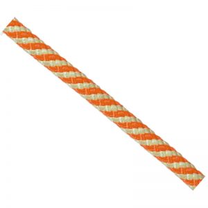 An orange and white rope on a white background.