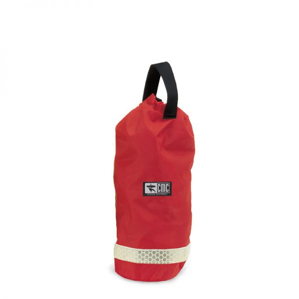 A red bag with a black handle.