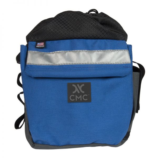 A blue bag with the word chc on it.