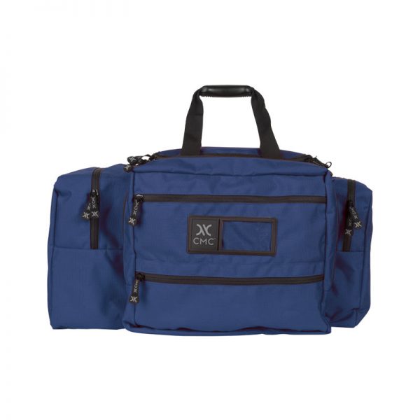 An image of a blue duffel bag.
