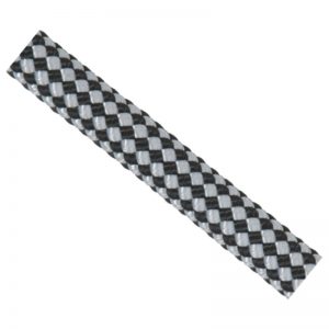 A black and white checkered cord on a white background.