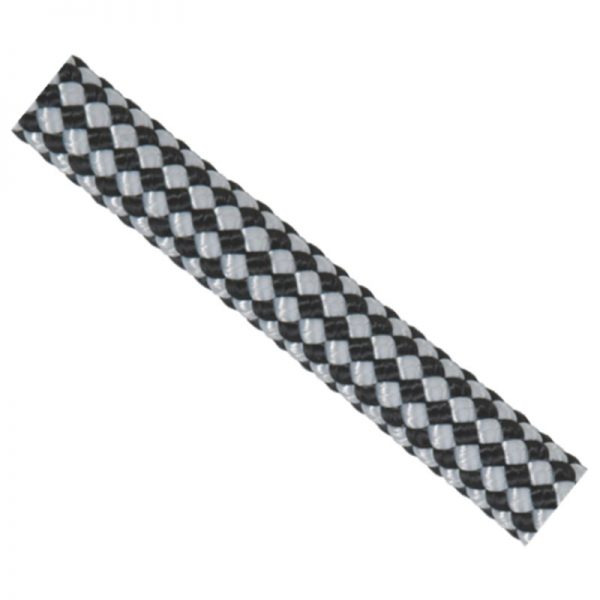 A black and white checkered cord on a white background.
