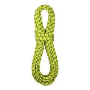 An 8mm x 60m yellow rope on a white background.