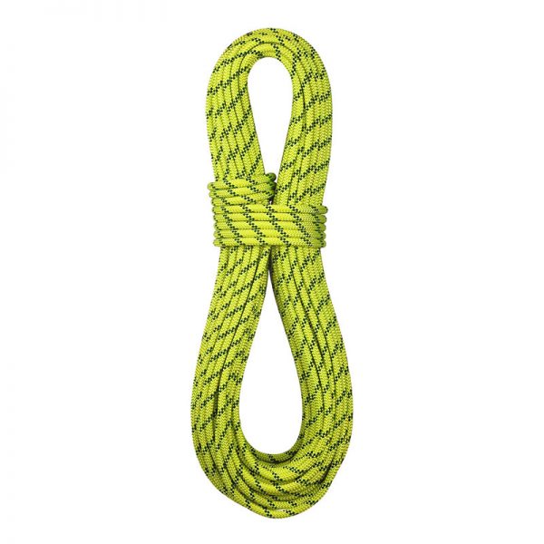 An 8mm x 60m yellow rope on a white background.