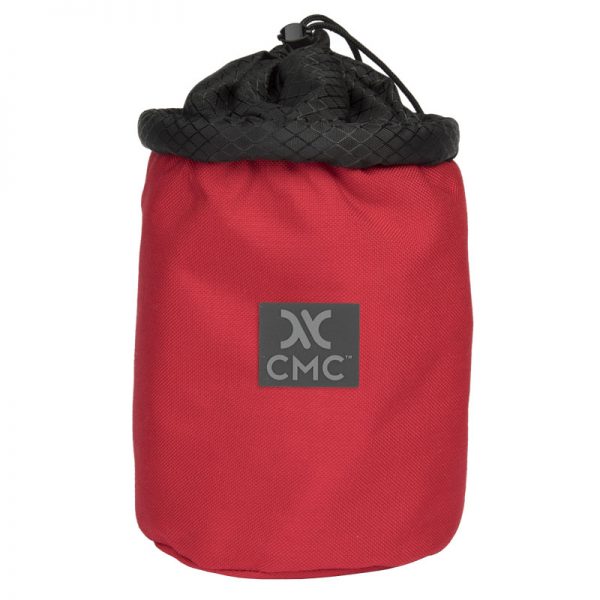 A red bag with the word cmc on it.