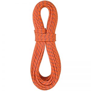 An 8mm x 65m Canyon Pro climbing rope (Orange/Blue) on a white background.