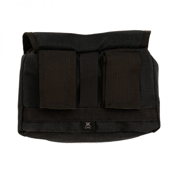 A black pouch with two compartments.