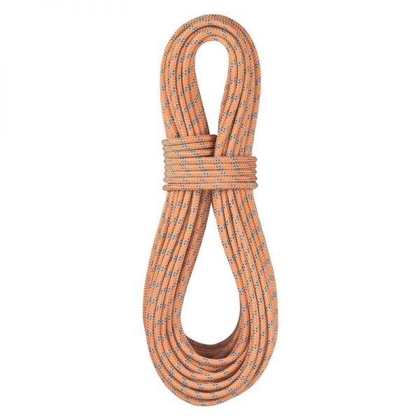 A climbing rope with an 8mm x 65m Canyon Pro (Orange/Blue) rope.