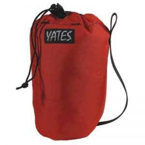 A red bag with the word PERSONAL ROPE BAG on it.