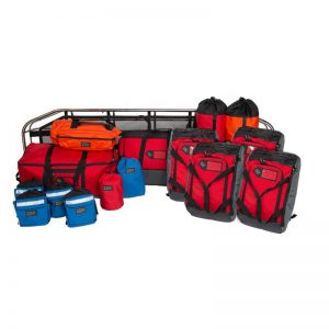 A red, blue, orange, and black KIT, CONFINED SPACE ENTRY bag with a red, blue, orange, and black KIT, CONFINED SPACE ENTRY bag.