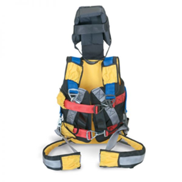 A yellow and blue life vest.