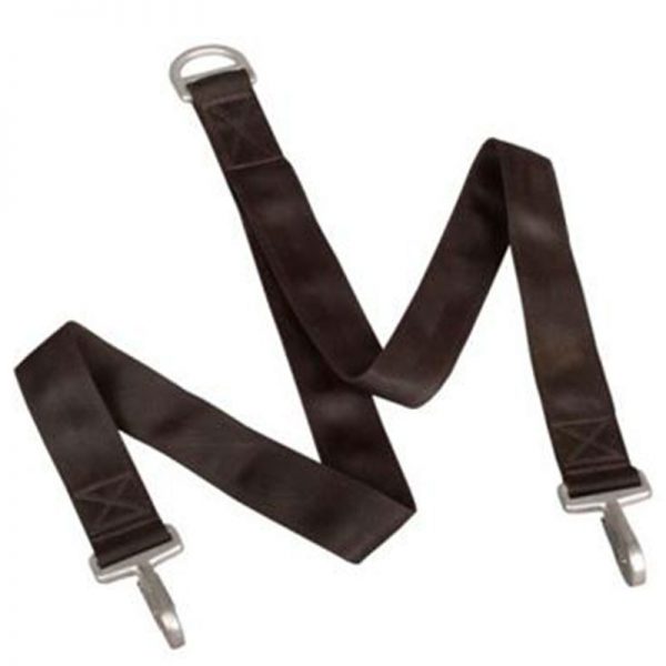 A pair of brown straps on a white background.