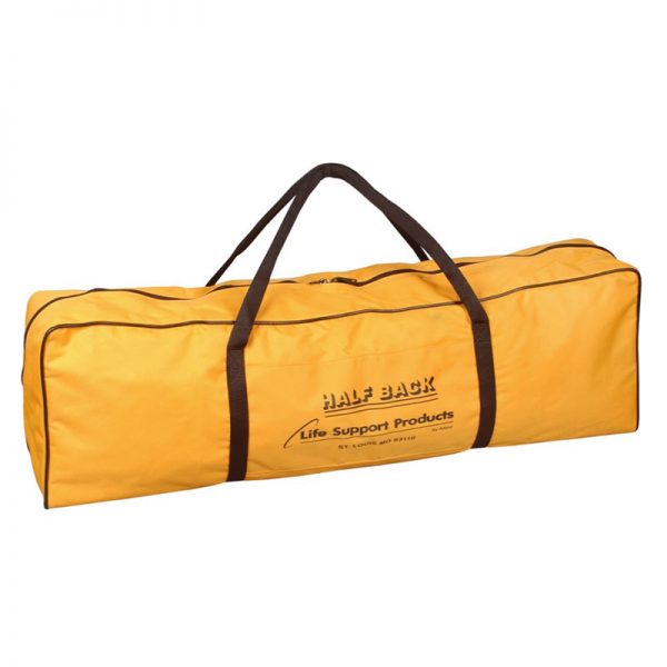 A yellow bag with black straps.