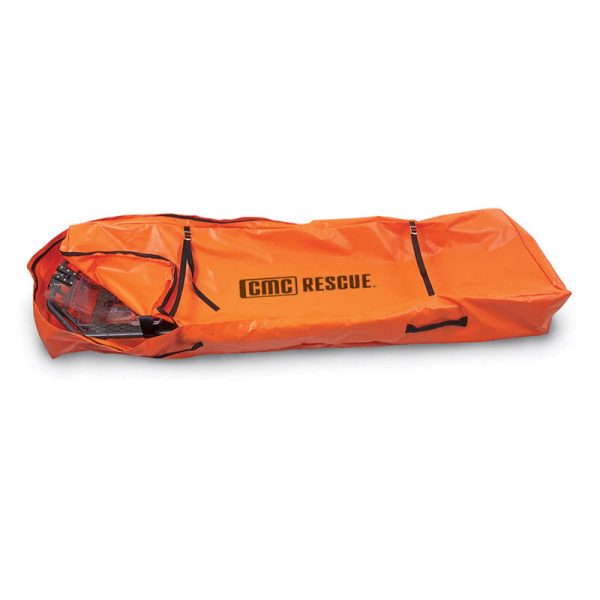 An orange bag with the word rescue on it.