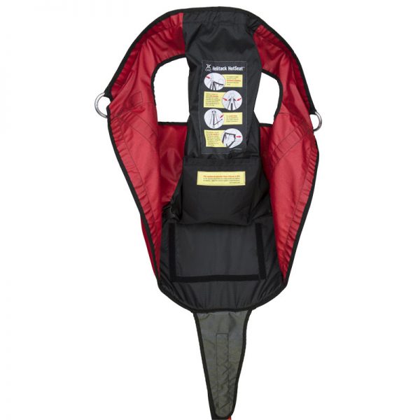 A HELO TAGLINE SET, 100', CMC vest with a red and black zipper.