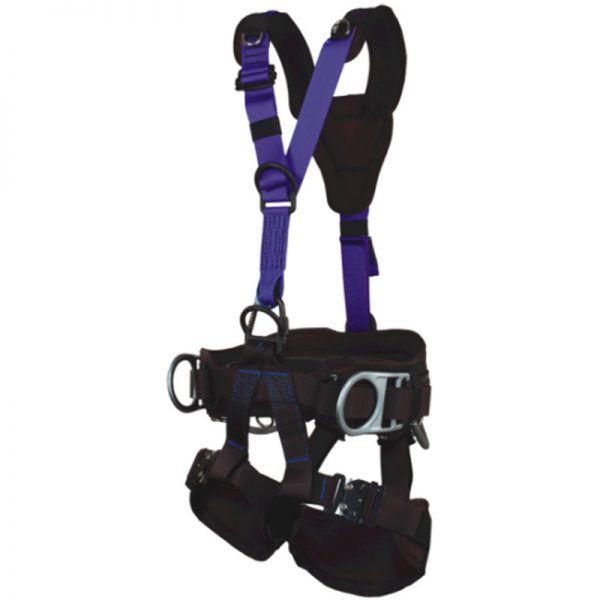 A 366 FALL SAFE HARNESS with purple straps.