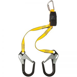 A yellow LANYARD with two hooks on it.