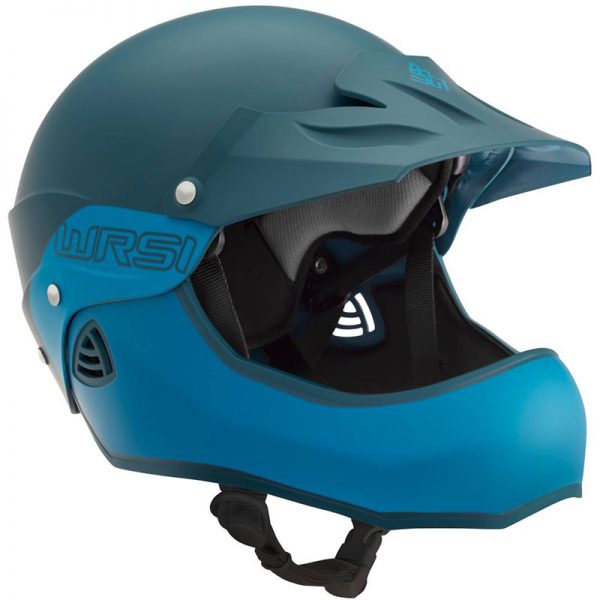 A blue and blue helmet on a white background.
