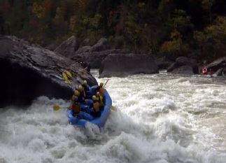Group of people in upper gauley rafting boat
