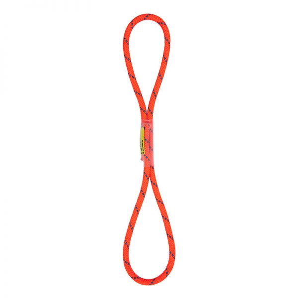 A dog leash with an orange handle on a white background.