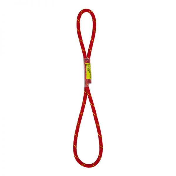 A red rope with a yellow tag on it.