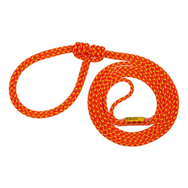 An orange and yellow rope with a hook on it.