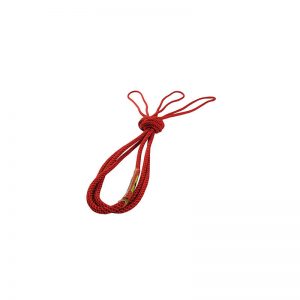 A red lanyard on a white background.