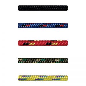 Four different colored ropes on a white background.