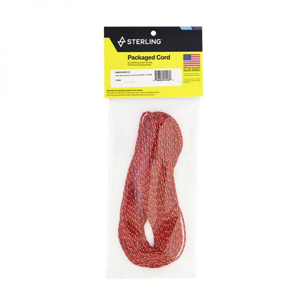 A red and black rope in a package.