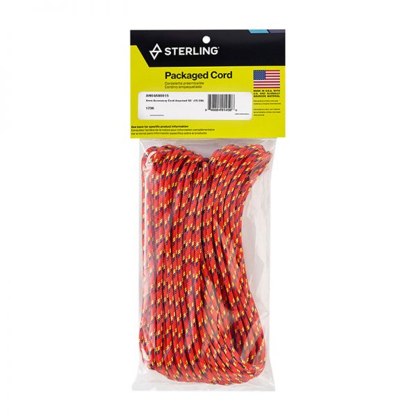 A red and black rope in a package.