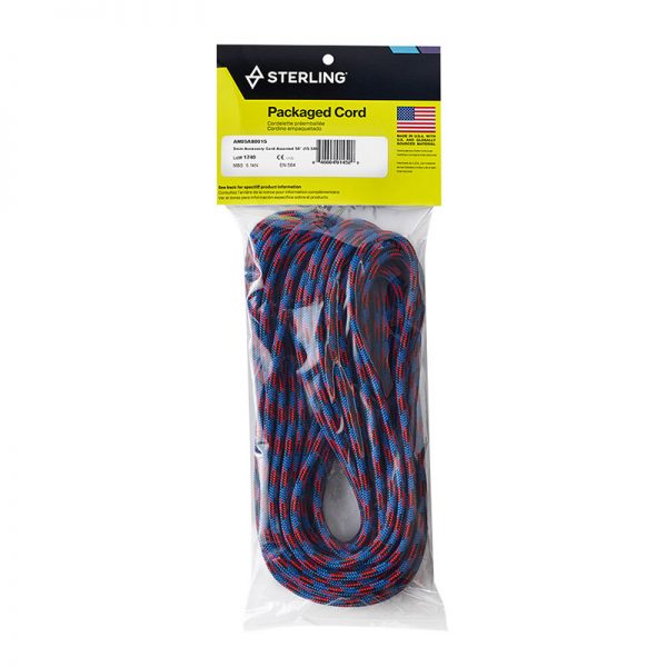 A blue and red rope in a package.