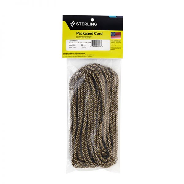 A package of a black and gold rope.