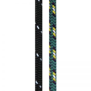 A pair of black and green ropes on a white background.
