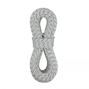 A white 9 mm SafetyPro Static Rope on a white background.