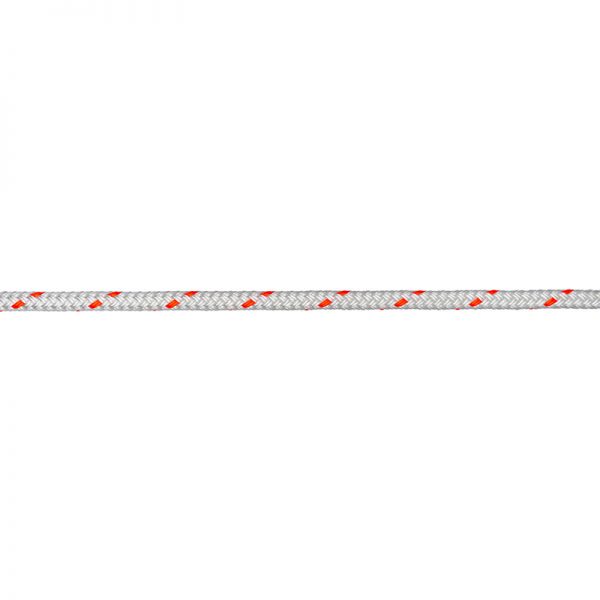 A white 3/8" VerGo Load Line with red and white stripes.