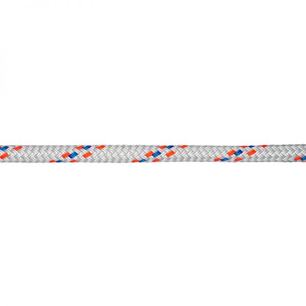 A 3/8" VerGo Load Line with blue and orange stripes.