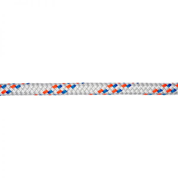 A 3/8" VerGo Load Line with blue and orange stripes.