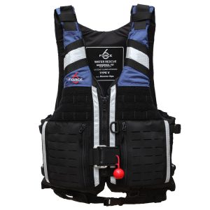 A RescueOps - Navy life jacket on a white background.