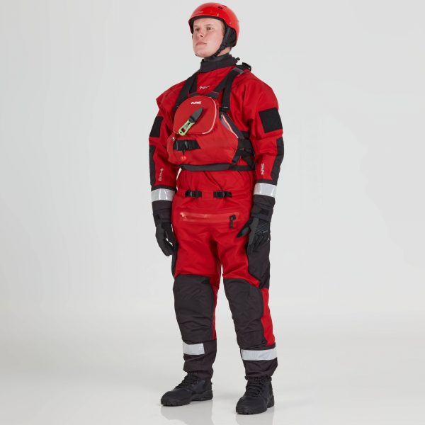 A man wearing a NRS Extreme SAR GTX Dry Suit.