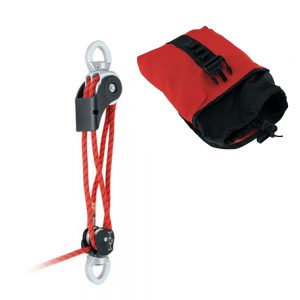 A red Harken Wingman Haul Kit with a bag attached to it.