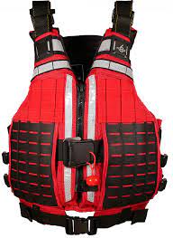 A red and black Force 6 TEC 2 PFD on a white background.